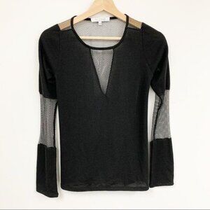 Alexis black mesh net sweater long sleeve sweater Sz XS